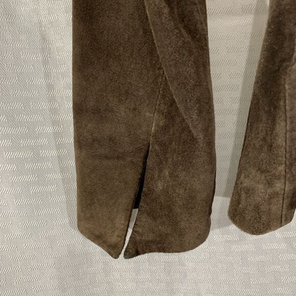 Margaret Godfrey Leather Suede Jacket Womens Small Petite Brown PP - Picture 7 of 8